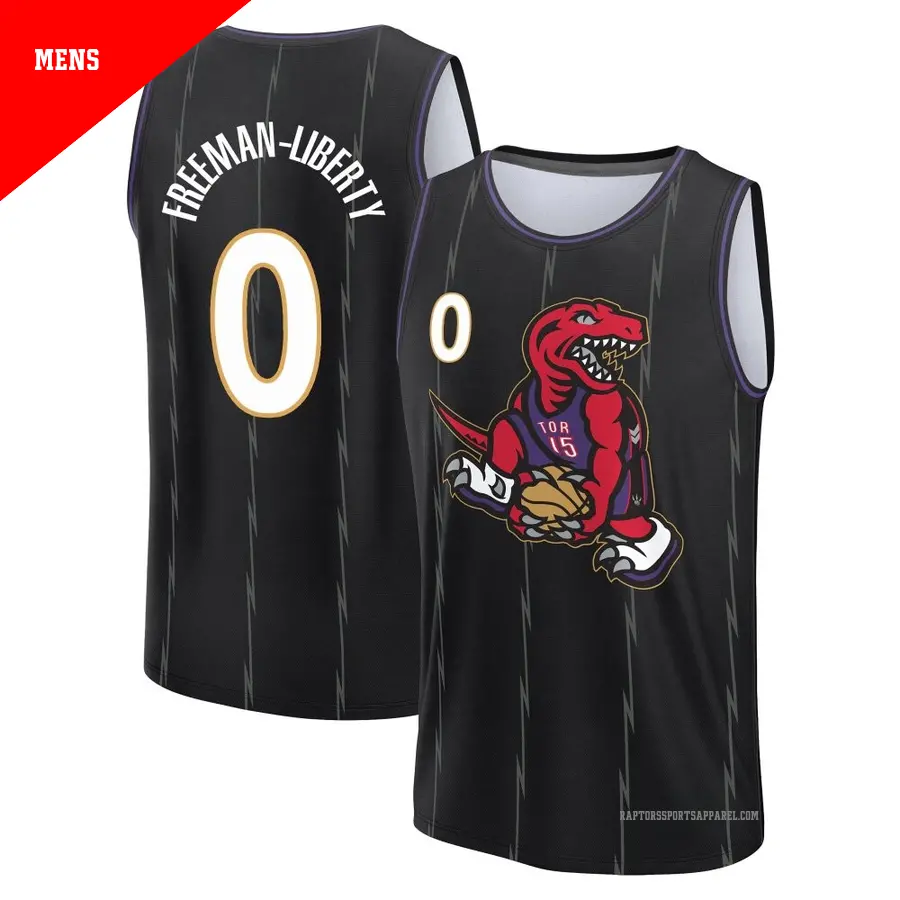＃0 Men's Javon Freeman-Liberty Toronto Raptors 2024/25 Fast Break Fanatics Black City Edition Jersey