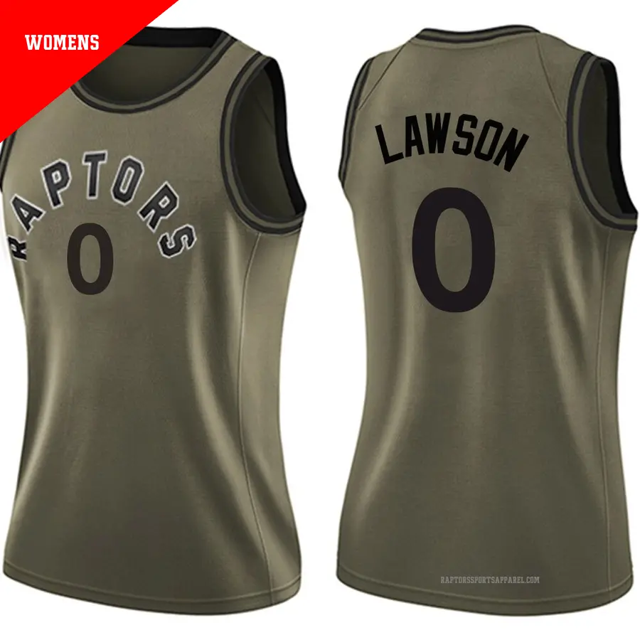 ＃0 Women's A.J. Lawson Toronto Raptors Green Swingman Salute to Service Jersey