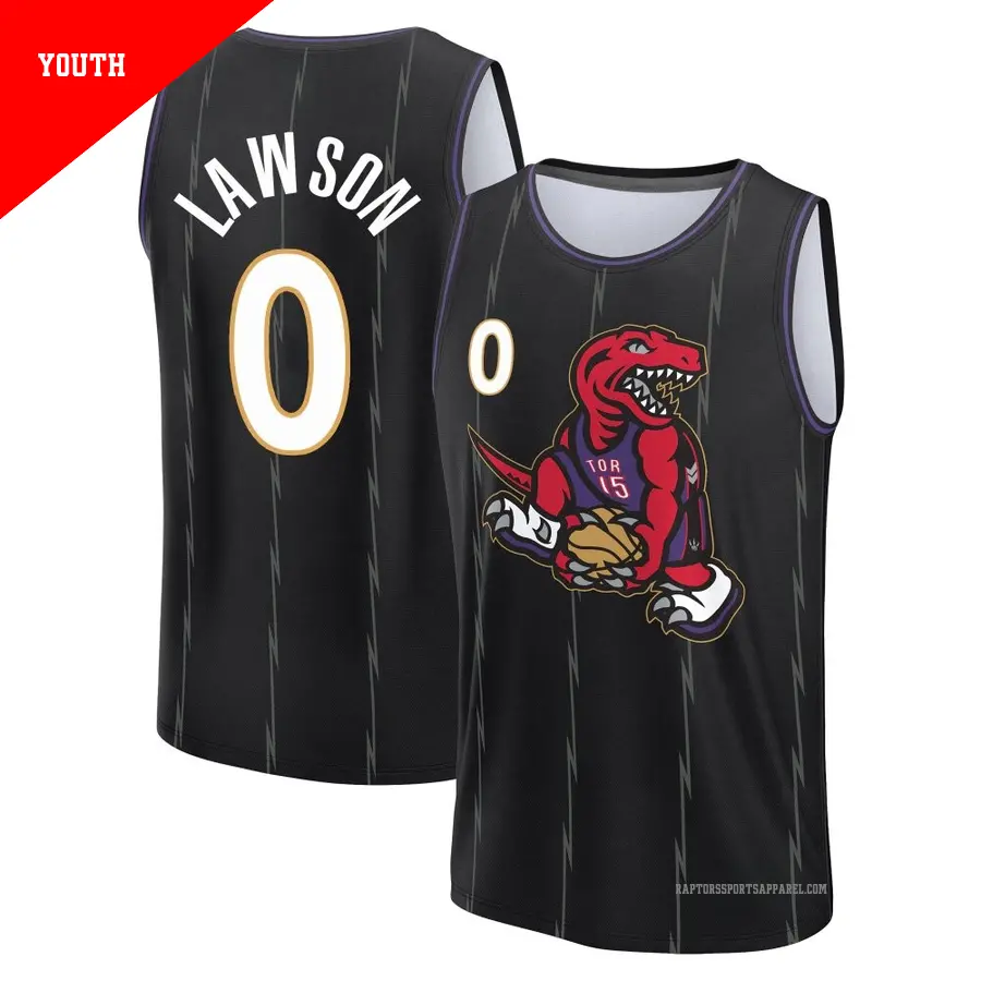 ＃0 Youth A.J. Lawson Toronto Raptors 2024/25 Fast Break Fanatics Black City Edition Jersey