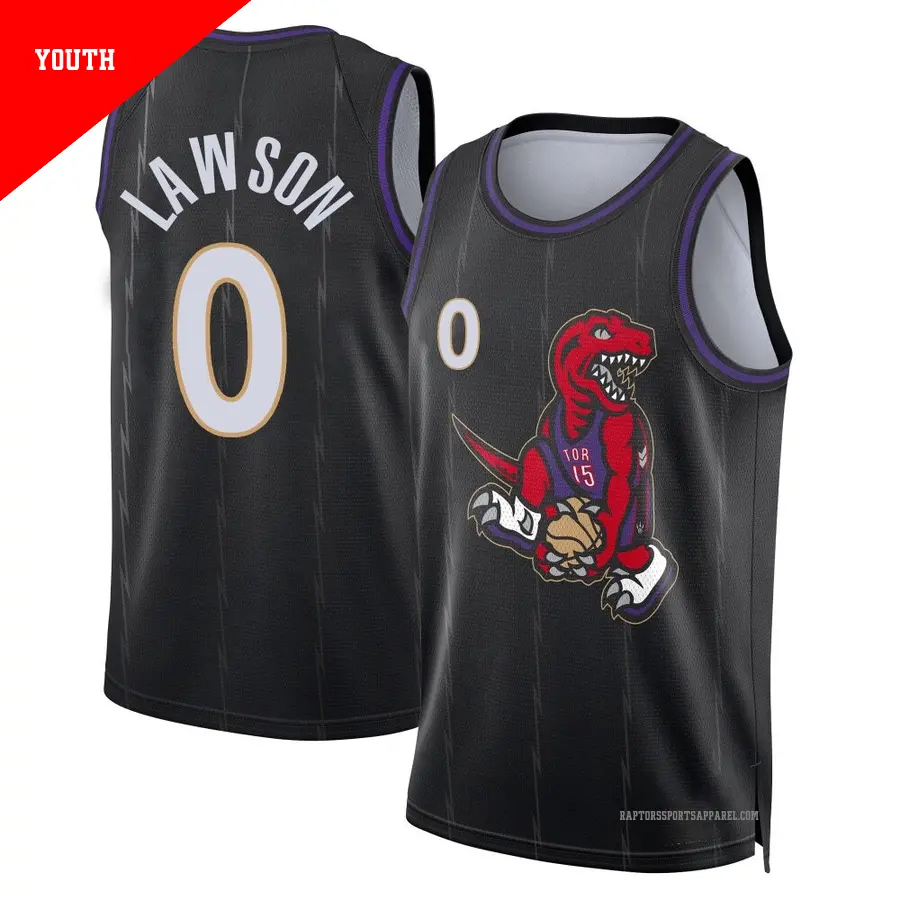 ＃0 Youth A.J. Lawson Toronto Raptors 2024/25 Swingman Black City Edition Jersey