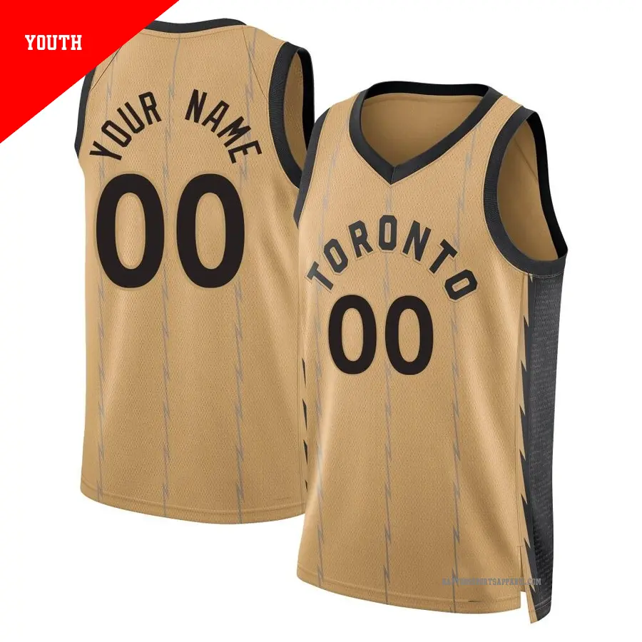 ＃00 Youth Custom Toronto Raptors 2023/24 Swingman Gold City Edition Jersey