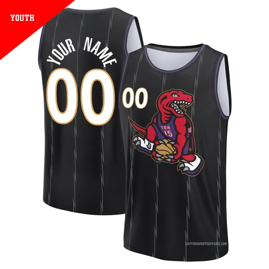 ＃00 Youth Custom Toronto Raptors 2024/25 Fast Break Fanatics Black City Edition Jersey