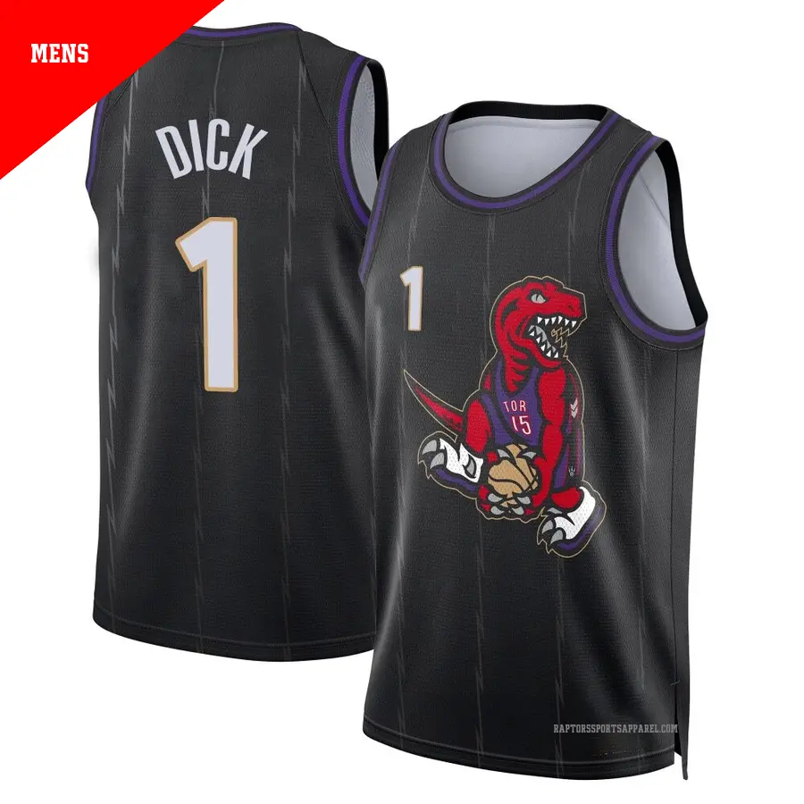 ＃1 Men's Gradey Dick Toronto Raptors 2024/25 Swingman Black City Edition Jersey