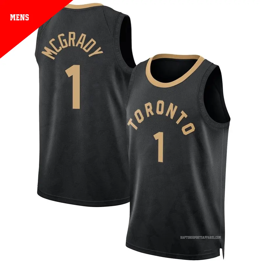 ＃1 Men's Tracy McGrady Toronto Raptors 2022/23 Fast Break Black City Edition Jersey