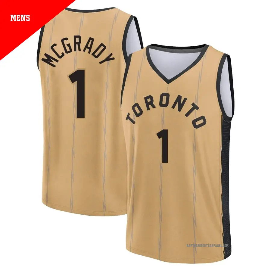 ＃1 Men's Tracy McGrady Toronto Raptors 2023/24 Fast Break Gold City Edition Jersey