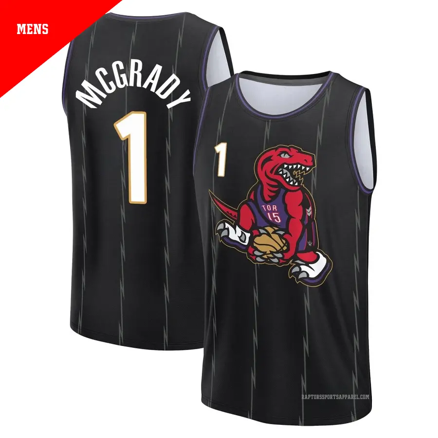 ＃1 Men's Tracy McGrady Toronto Raptors 2024/25 Fast Break Fanatics Black City Edition Jersey
