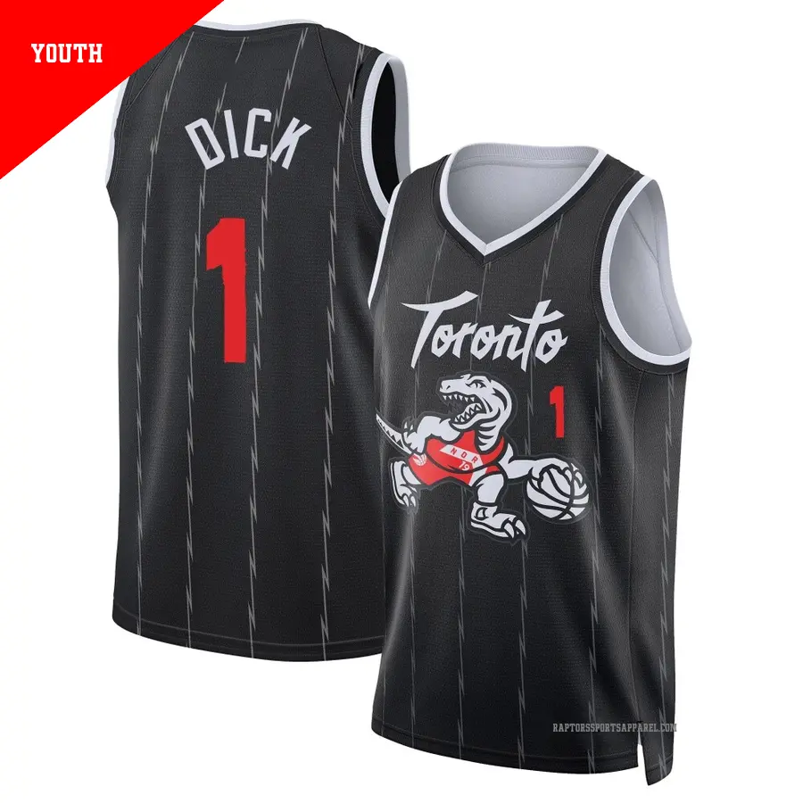 ＃1 Youth Gradey Dick Toronto Raptors 2025/26 Swingman Black City Edition Jersey