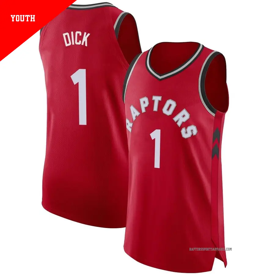 ＃1 Youth Gradey Dick Toronto Raptors Red Authentic JerseyIcon Edition