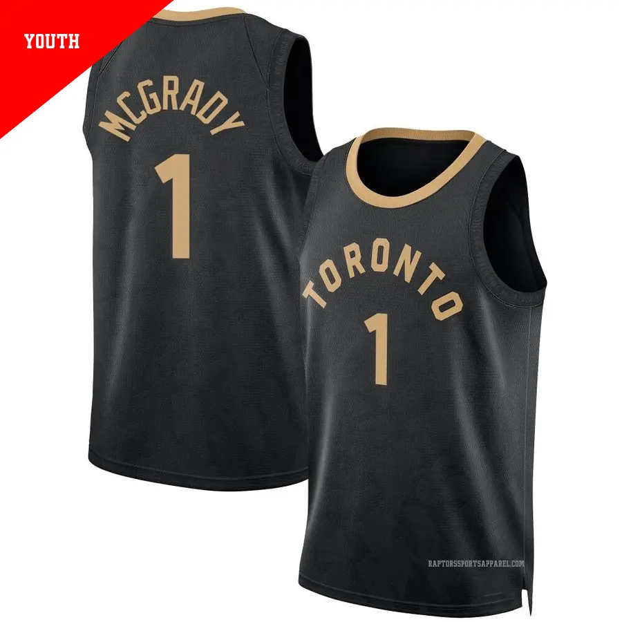 ＃1 Youth Tracy McGrady Toronto Raptors 2022/23 Fast Break Black City Edition Jersey