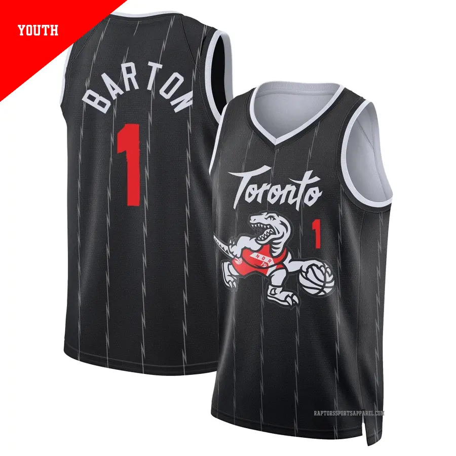 ＃1 Youth Will Barton Toronto Raptors 2025/26 Swingman Black City Edition Jersey