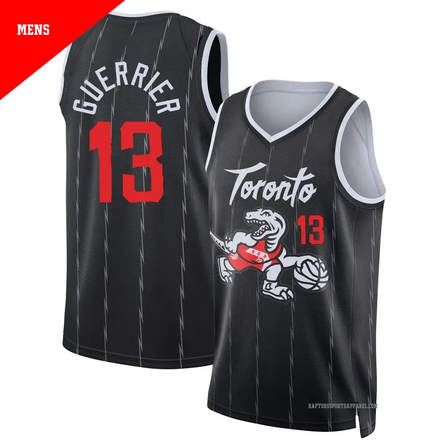 ＃13 Men's Quincy Guerrier Toronto Raptors 2025/26 Swingman Black City Edition Jersey