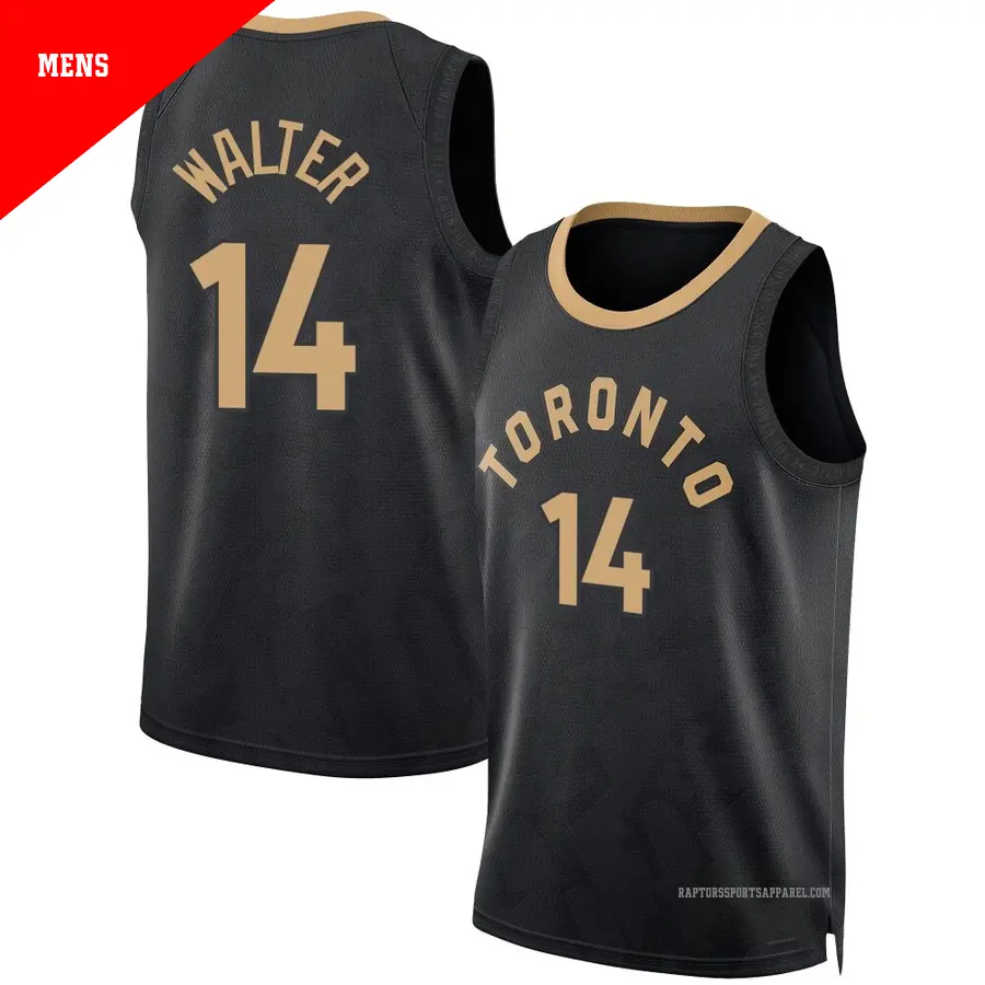 ＃14 Men's Ja'Kobe Walter Toronto Raptors 2022/23 Fast Break Black City Edition Jersey