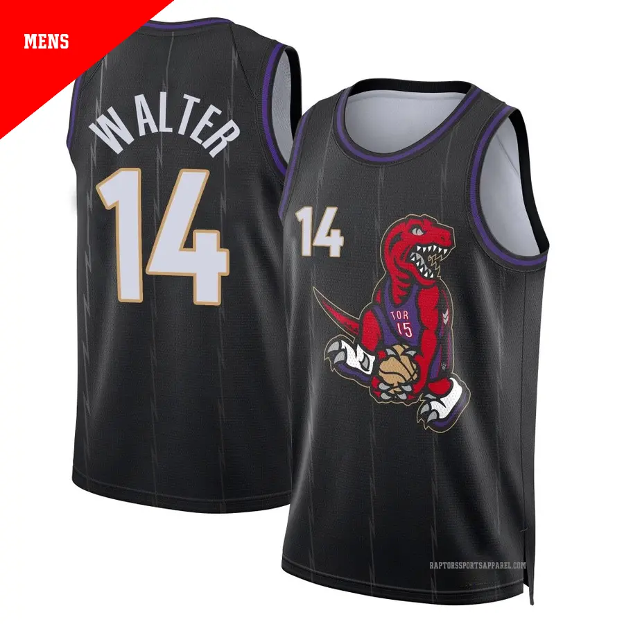 ＃14 Men's Ja'Kobe Walter Toronto Raptors 2024/25 Swingman Black City Edition Jersey