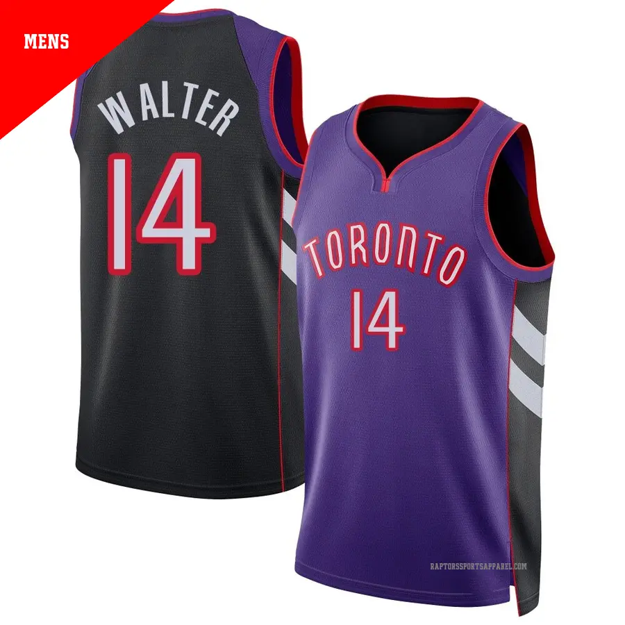 ＃14 Men's Ja'Kobe Walter Toronto Raptors 2024/25 Swingman Purple Classic Edition Jersey