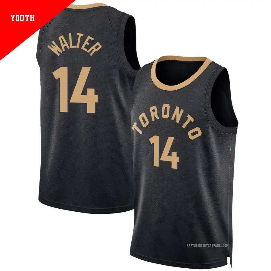 ＃14 Youth Ja'Kobe Walter Toronto Raptors 2022/23 Fast Break Black City Edition Jersey