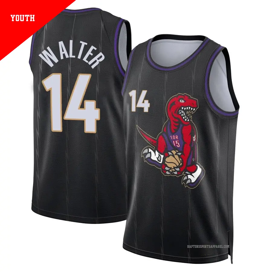 ＃14 Youth Ja'Kobe Walter Toronto Raptors 2024/25 Swingman Black City Edition Jersey