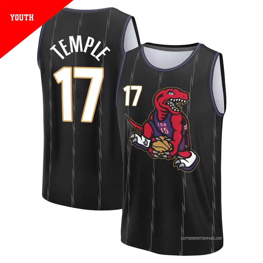 ＃17 Youth Garrett Temple Toronto Raptors 2024/25 Fast Break Fanatics Black City Edition Jersey