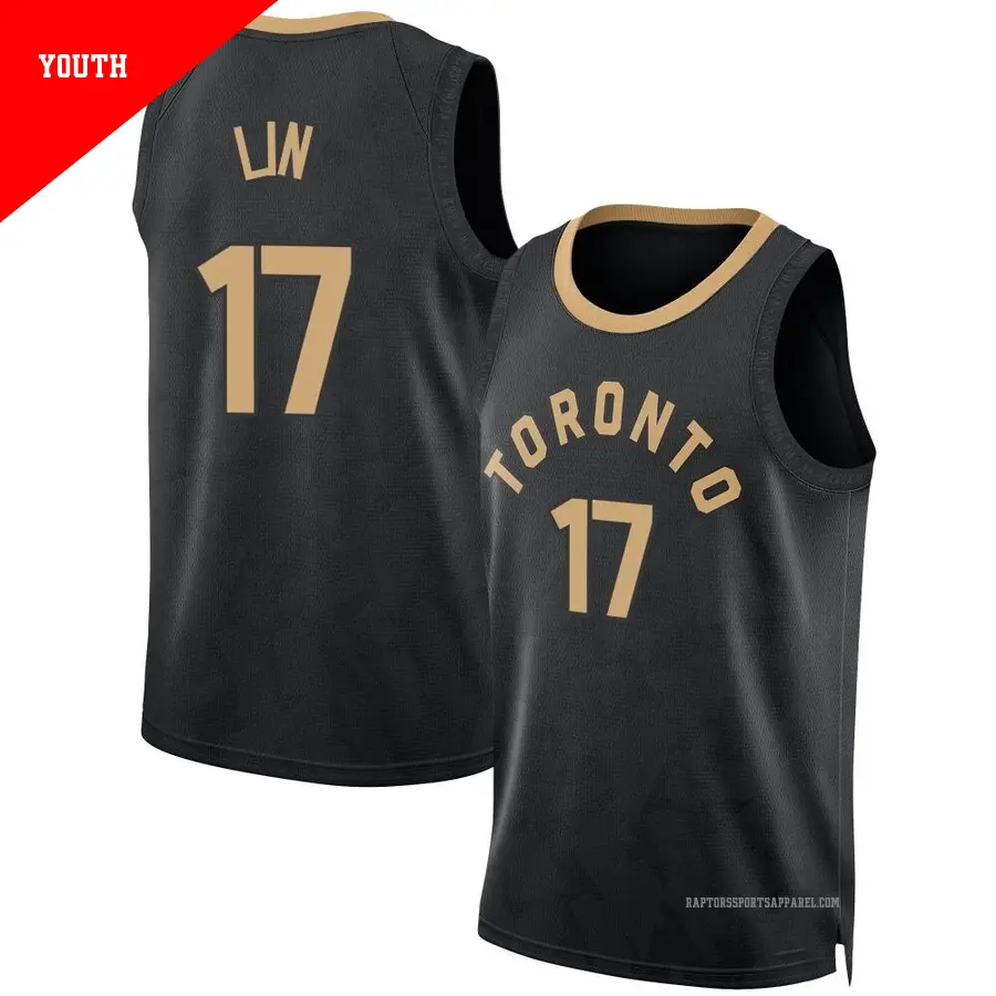 ＃17 Youth Jeremy Lin Toronto Raptors 2022/23 Fast Break Black City Edition Jersey