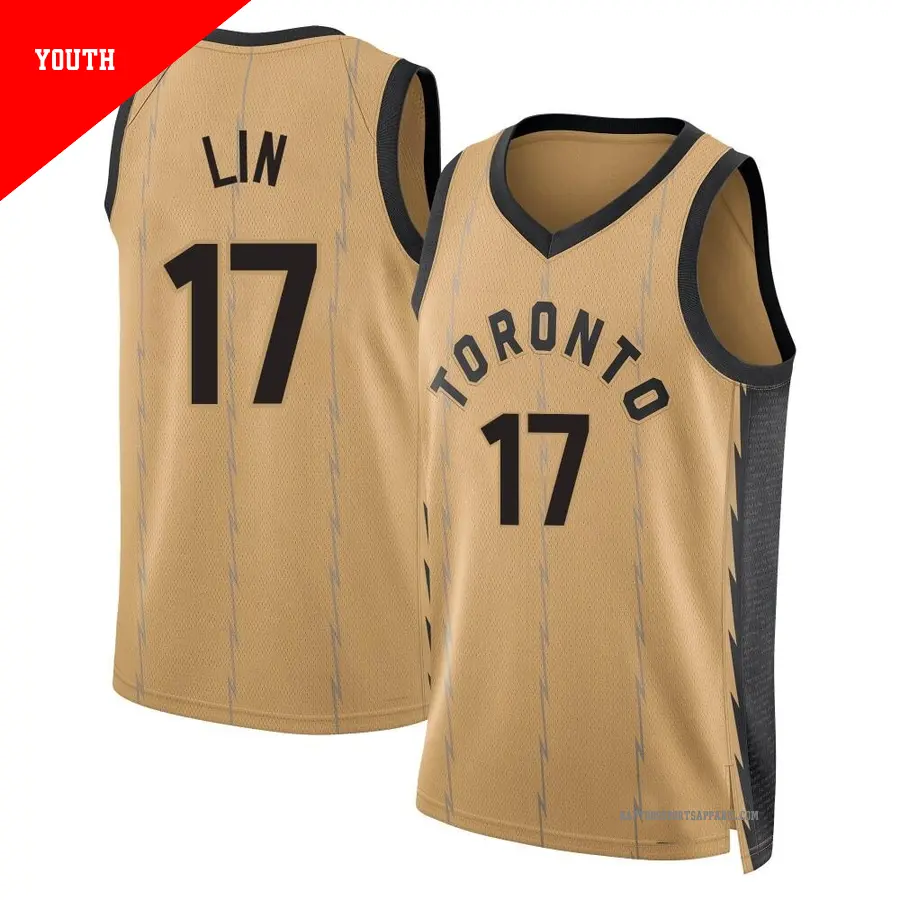 ＃17 Youth Jeremy Lin Toronto Raptors 2023/24 Swingman Gold City Edition Jersey