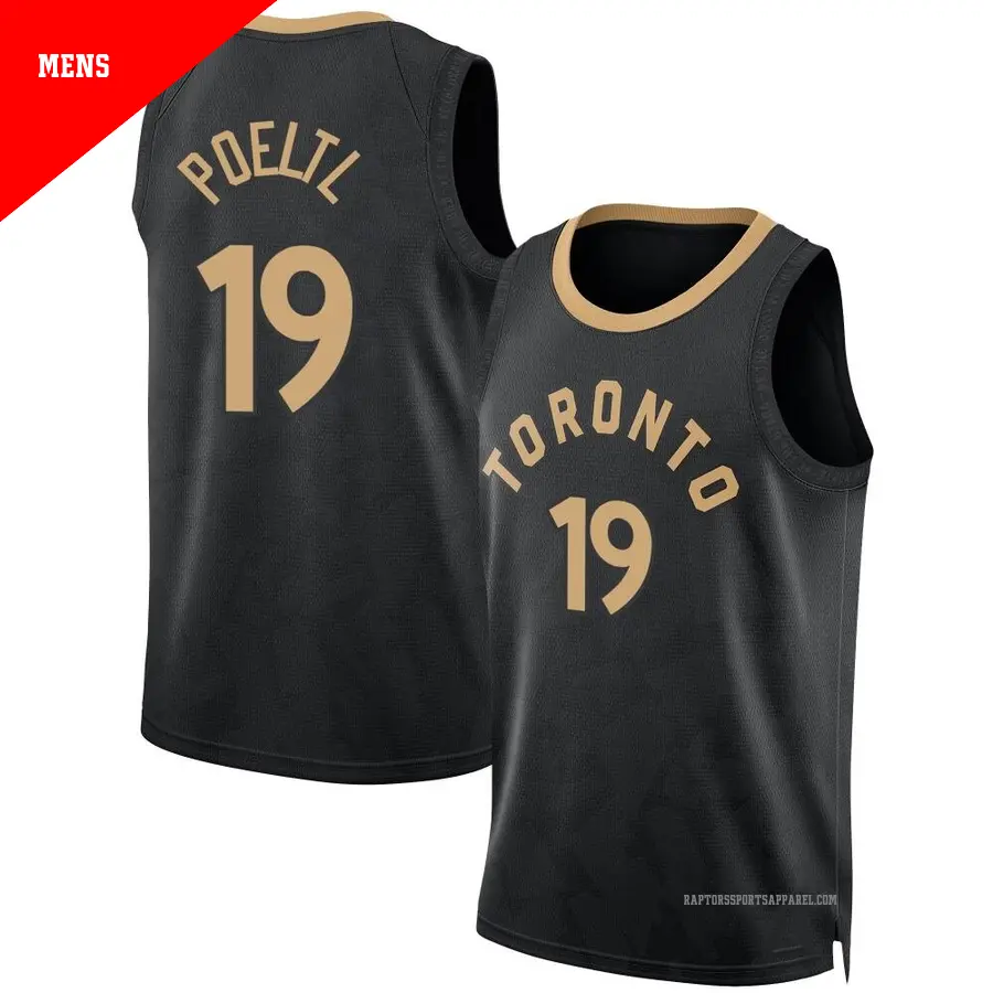 ＃19 Men's Jakob Poeltl Toronto Raptors 2022/23 Fast Break Black City Edition Jersey