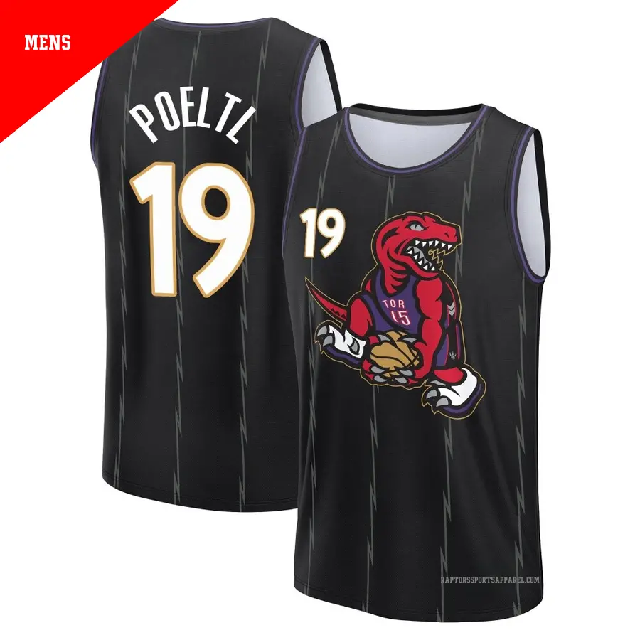 ＃19 Men's Jakob Poeltl Toronto Raptors 2024/25 Fast Break Fanatics Black City Edition Jersey