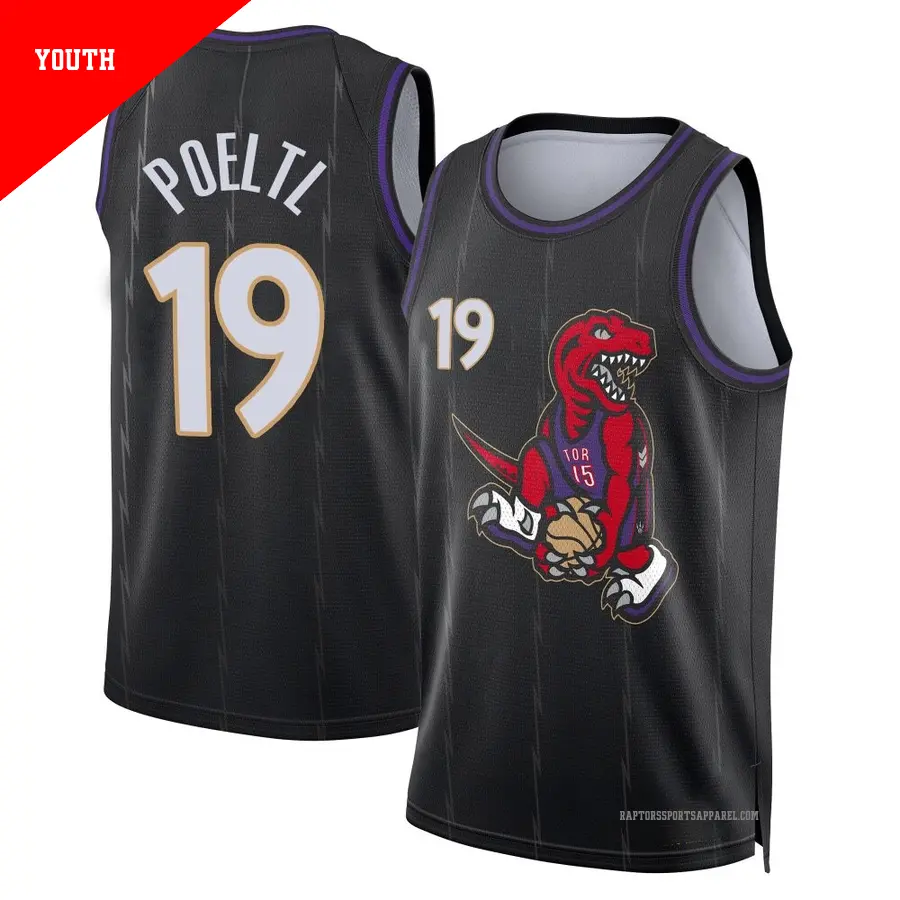＃19 Youth Jakob Poeltl Toronto Raptors 2024/25 Swingman Black City Edition Jersey