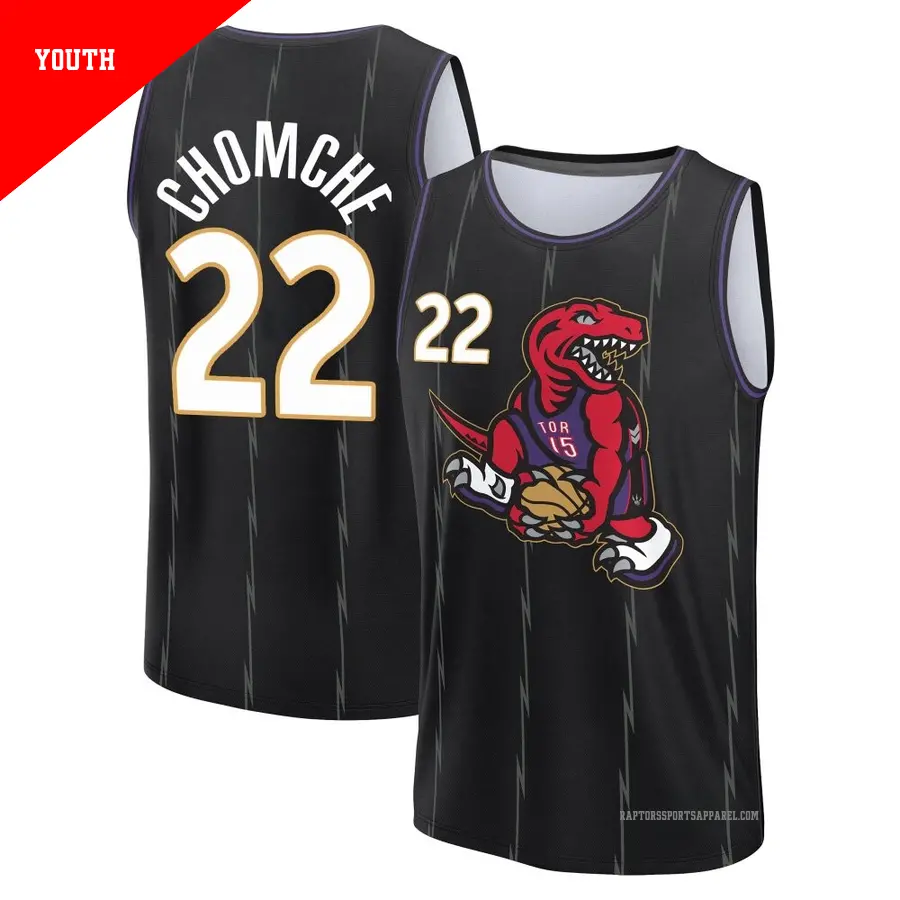 ＃22 Youth Ulrich Chomche Toronto Raptors 2024/25 Fast Break Fanatics Black City Edition Jersey