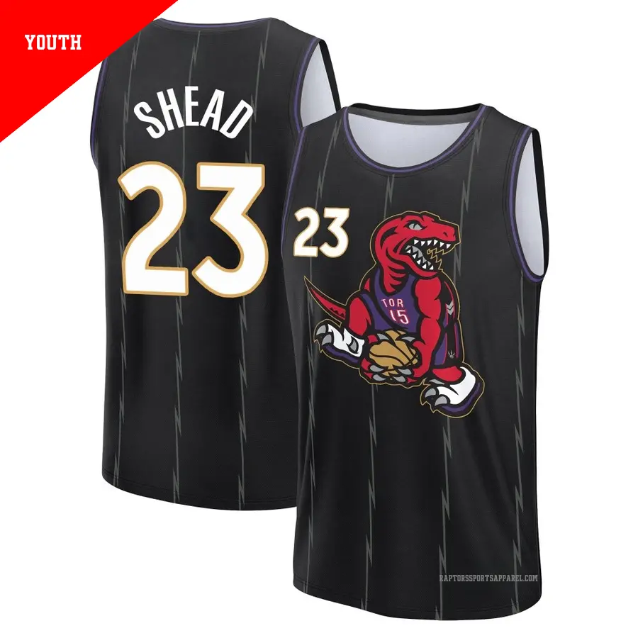 ＃23 Youth Jamal Shead Toronto Raptors 2024/25 Fast Break Fanatics Black City Edition Jersey