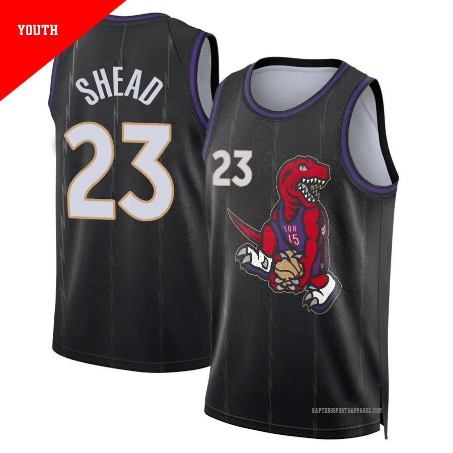 ＃23 Youth Jamal Shead Toronto Raptors 2024/25 Swingman Black City Edition Jersey