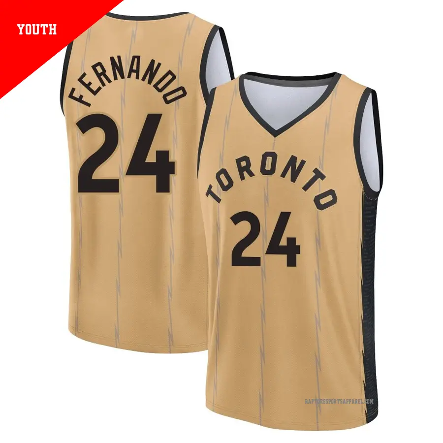 ＃24 Youth Bruno Fernando Toronto Raptors 2023/24 Fast Break Gold City Edition Jersey