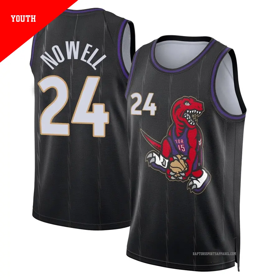 ＃24 Youth Markquis Nowell Toronto Raptors 2024/25 Swingman Black City Edition Jersey