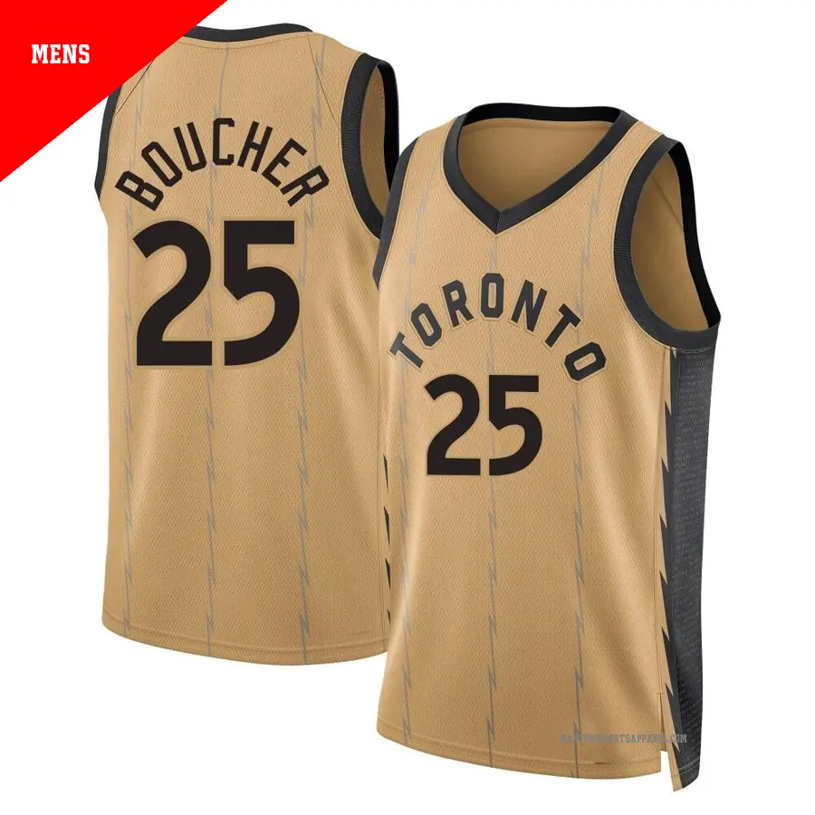 ＃25 Men's Chris Boucher Toronto Raptors 2023/24 Swingman Gold City Edition Jersey