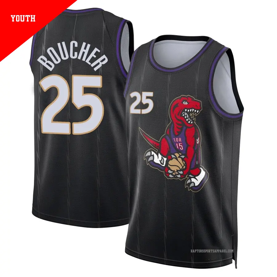 ＃25 Youth Chris Boucher Toronto Raptors 2024/25 Swingman Black City Edition Jersey