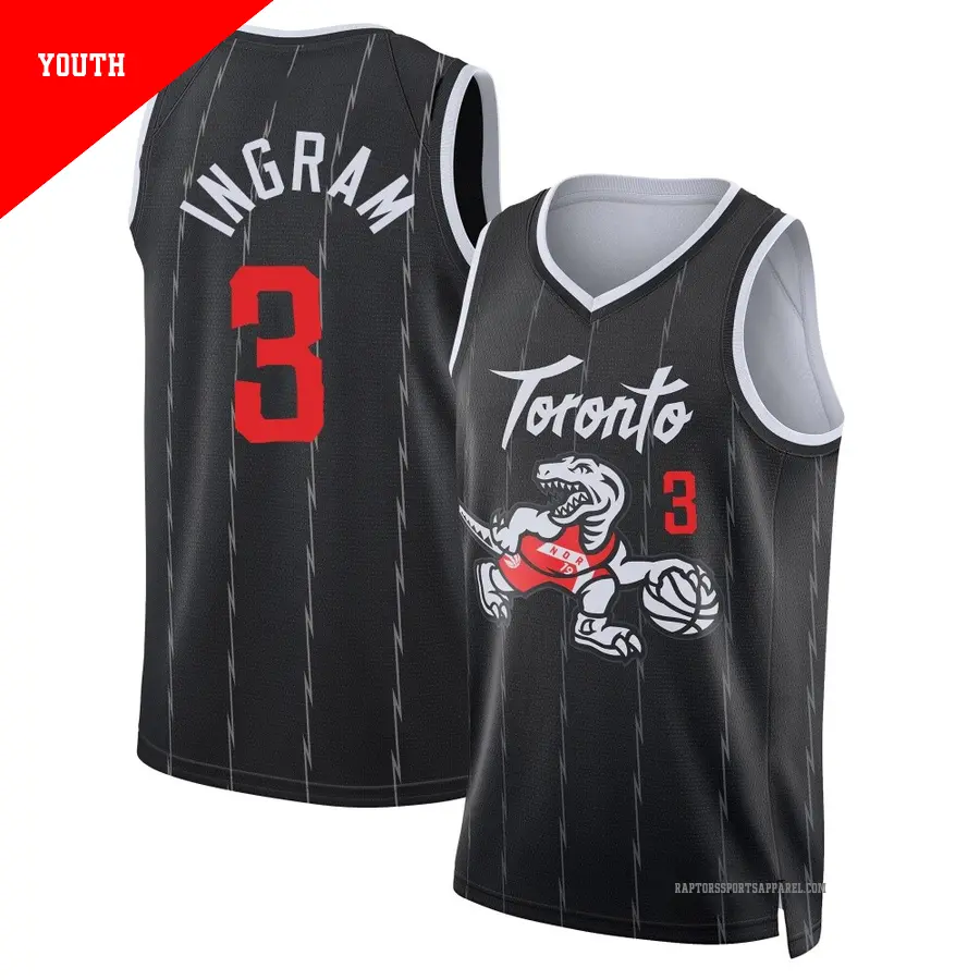 ＃3 Youth Brandon Ingram Toronto Raptors 2025/26 Swingman Black City Edition Jersey
