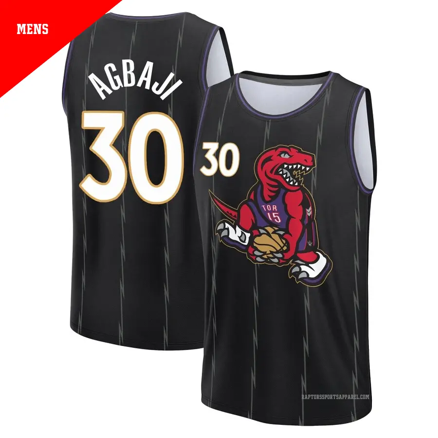 ＃30 Men's Ochai Agbaji Toronto Raptors 2024/25 Fast Break Fanatics Black City Edition Jersey