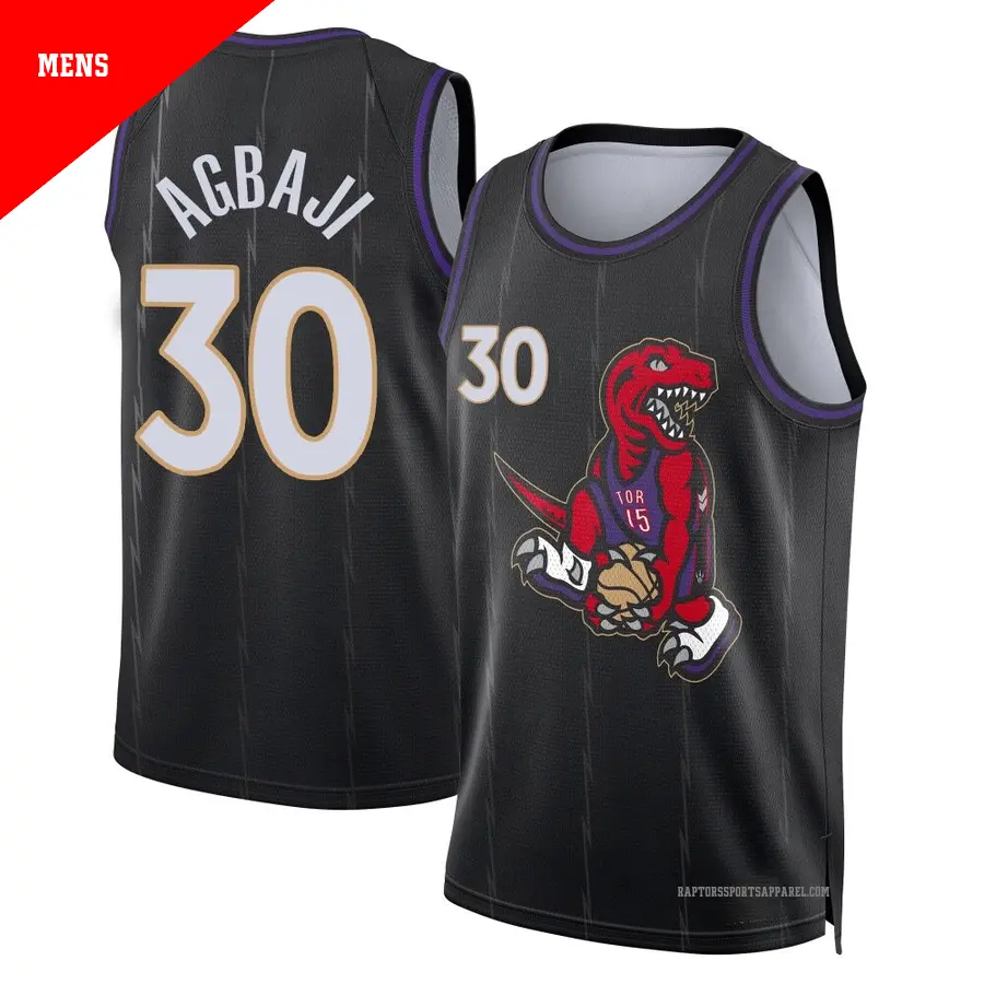 ＃30 Men's Ochai Agbaji Toronto Raptors 2024/25 Swingman Black City Edition Jersey