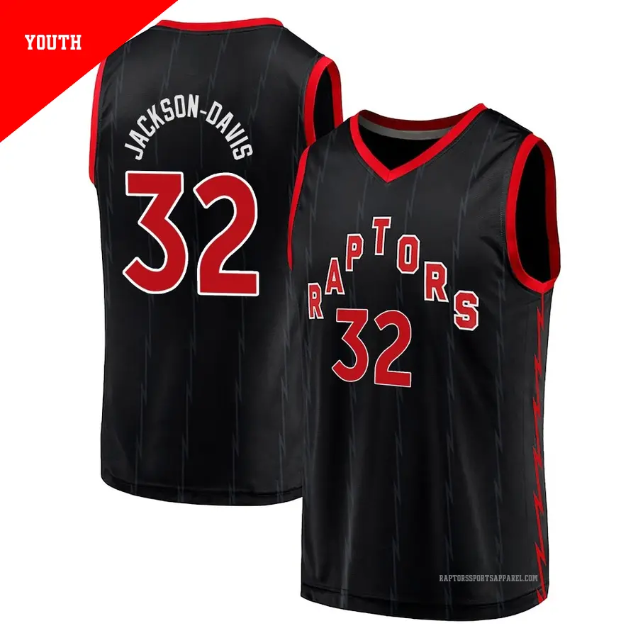 ＃32 Youth Trayce Jackson-Davis Toronto Raptors 2020/21 Fast Break Black Jersey Statement Edition