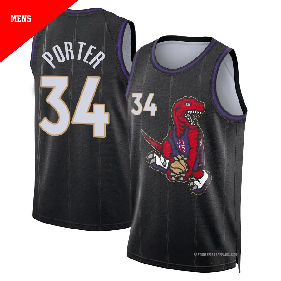 ＃34 Men's Jontay Porter Toronto Raptors 2024/25 Swingman Black City Edition Jersey