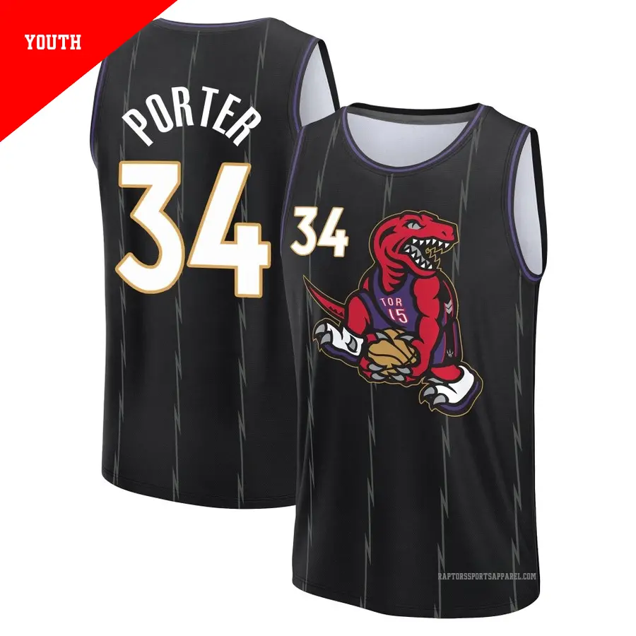 ＃34 Youth Jontay Porter Toronto Raptors 2024/25 Fast Break Fanatics Black City Edition Jersey