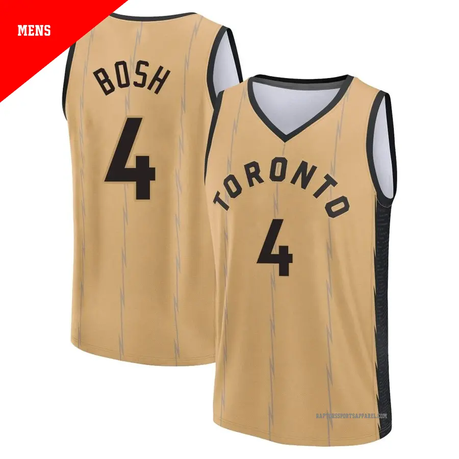 ＃4 Men's Chris Bosh Toronto Raptors 2023/24 Fast Break Gold City Edition Jersey