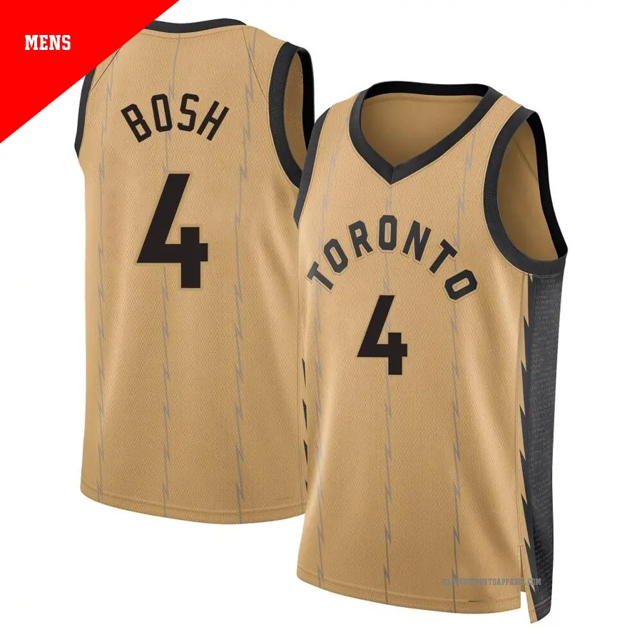 ＃4 Men's Chris Bosh Toronto Raptors 2023/24 Swingman Gold City Edition Jersey