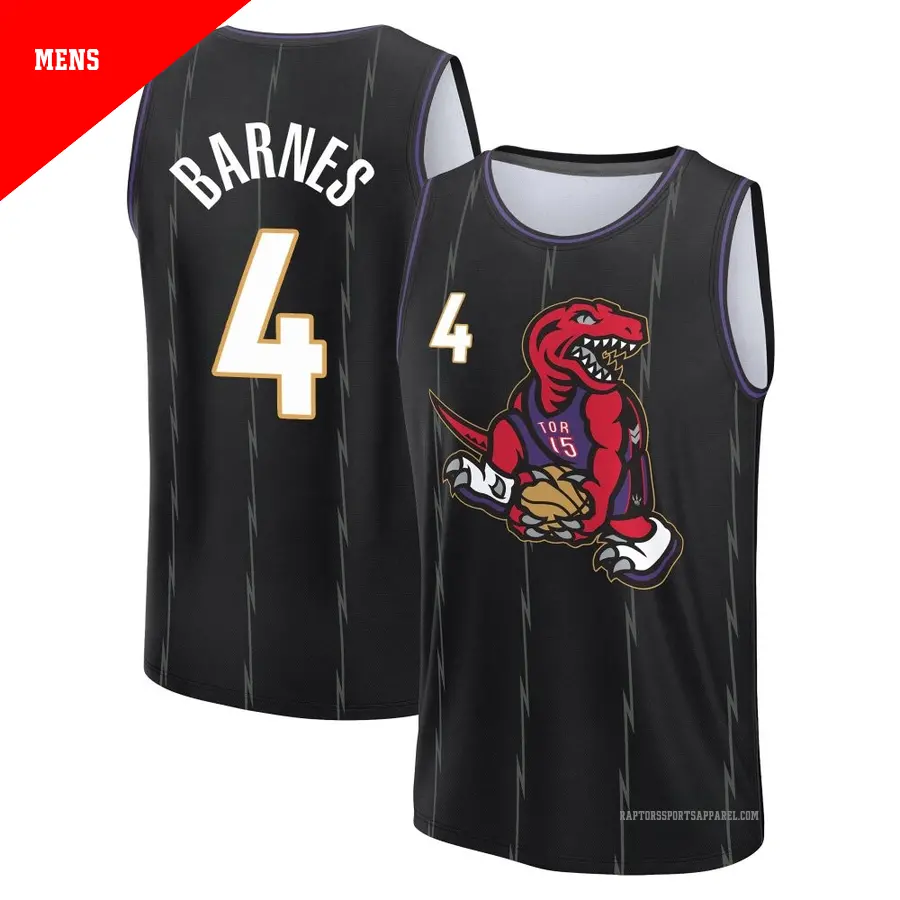 ＃4 Men's Scottie Barnes Toronto Raptors 2024/25 Fast Break Fanatics Black City Edition Jersey
