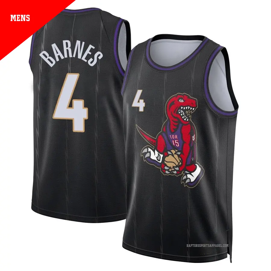 ＃4 Men's Scottie Barnes Toronto Raptors 2024/25 Swingman Black City Edition Jersey