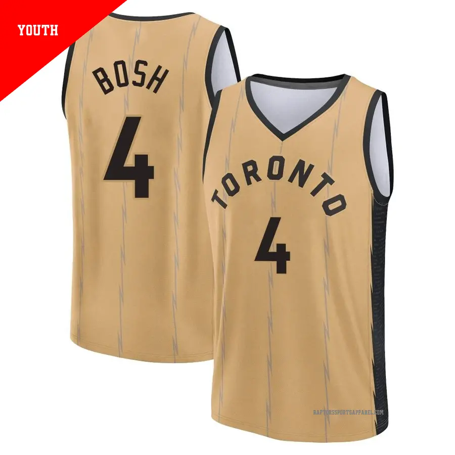 ＃4 Youth Chris Bosh Toronto Raptors 2023/24 Fast Break Gold City Edition Jersey