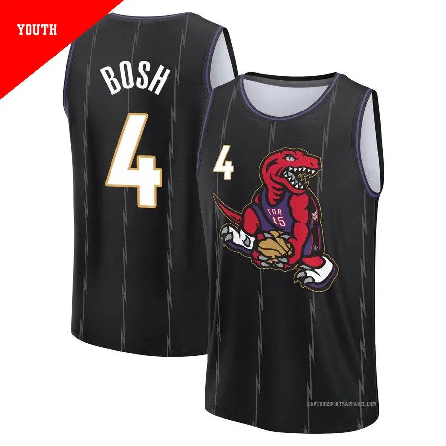 ＃4 Youth Chris Bosh Toronto Raptors 2024/25 Fast Break Fanatics Black City Edition Jersey