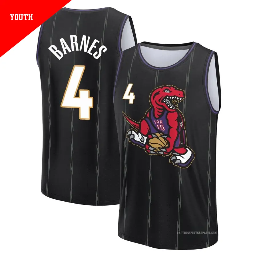 ＃4 Youth Scottie Barnes Toronto Raptors 2024/25 Fast Break Fanatics Black City Edition Jersey