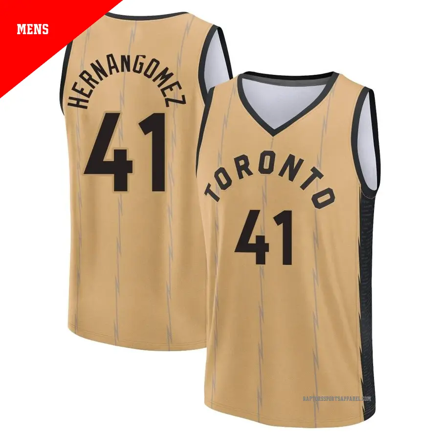 ＃41 Men's Juancho Hernangomez Toronto Raptors 2023/24 Fast Break Gold City Edition Jersey