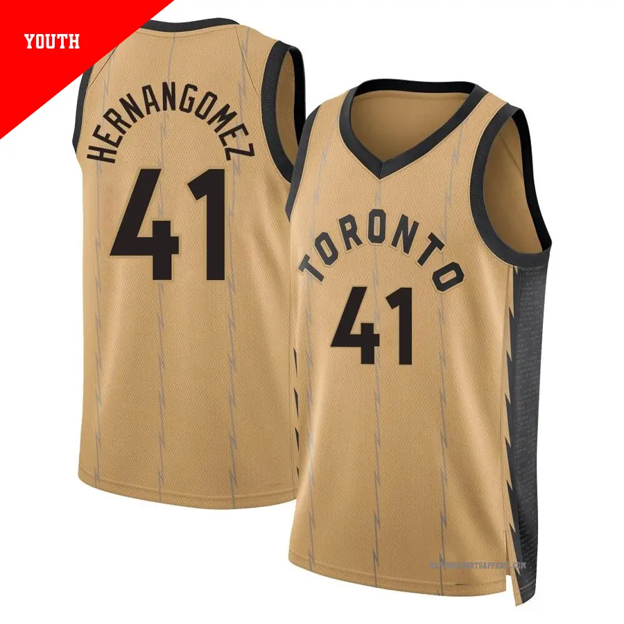＃41 Youth Juancho Hernangomez Toronto Raptors 2023/24 Swingman Gold City Edition Jersey