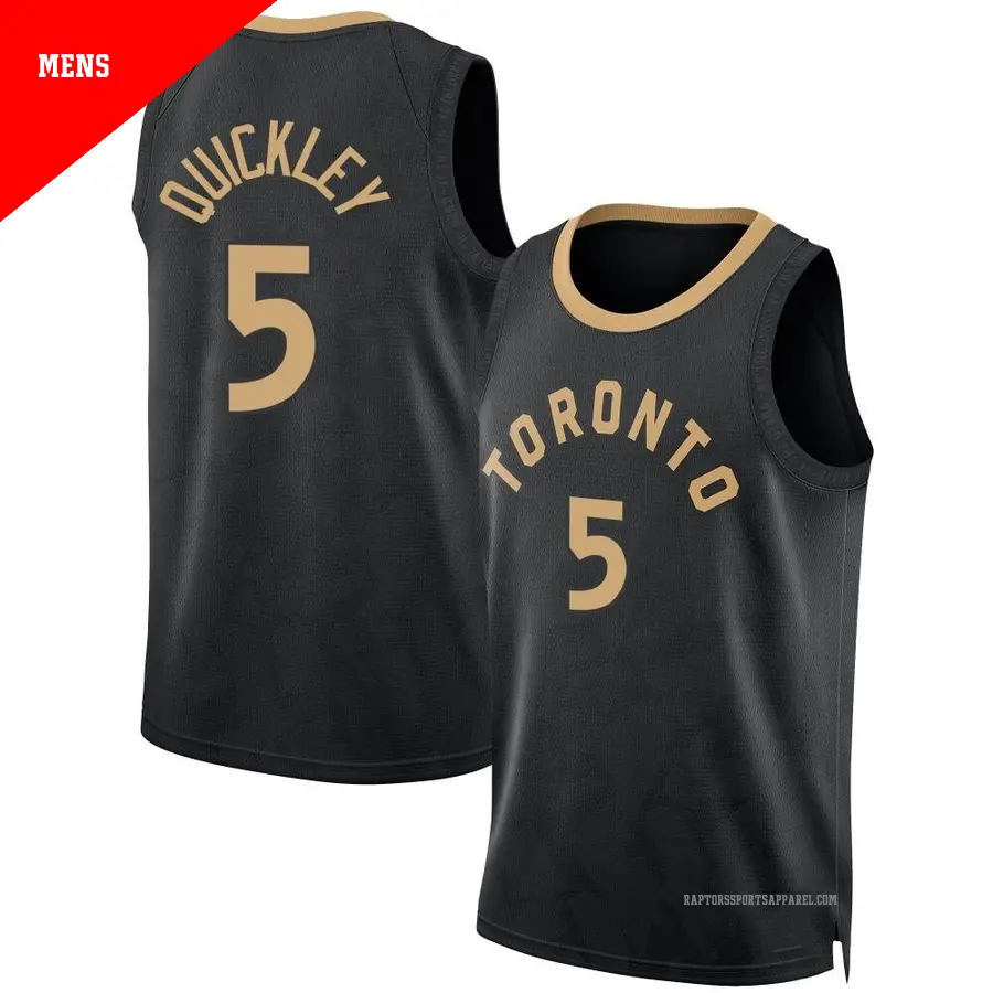 ＃5 Men's Immanuel Quickley Toronto Raptors 2022/23 Fast Break Black City Edition Jersey
