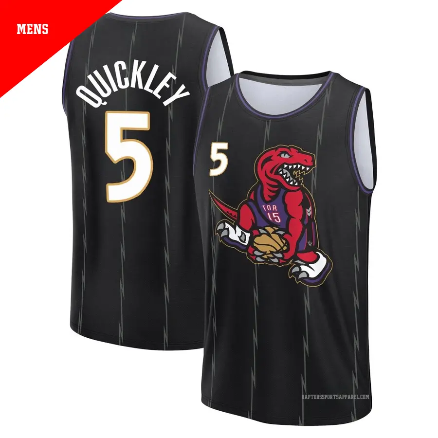 ＃5 Men's Immanuel Quickley Toronto Raptors 2024/25 Fast Break Fanatics Black City Edition Jersey